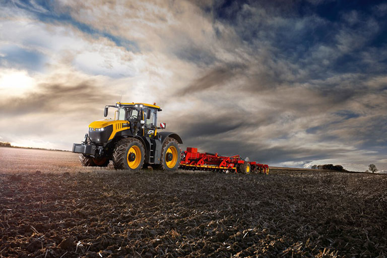 JCB tractor at work in the field