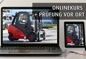 Keyvisual Forklift License Online for Advanced on Laptop or Tablet