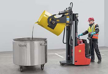 Preview image Employee fills hazardous substance into another container