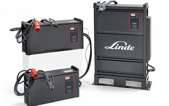 View of different Linde lithium-ion chargers