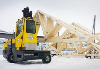 Combilift Combi-SL yellow lifts roof scaffolding