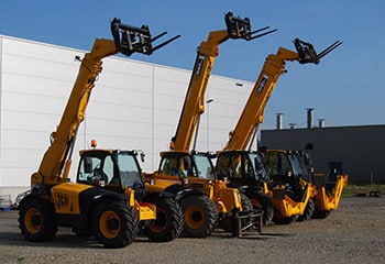 Three JCB telescopic handlers in place