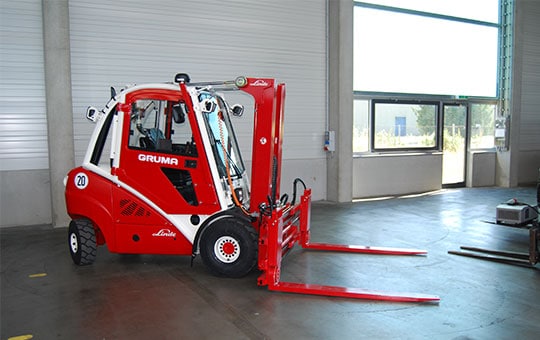 Custom red forklift rebuilt and painted red by GRUMA