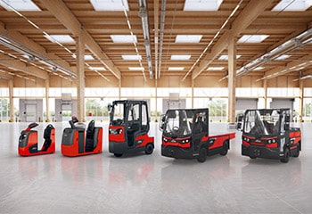 Preview picture Linde tractor and platform truck in hall